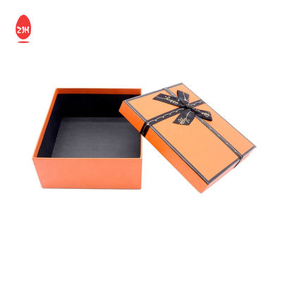 Duurzame Oranje Strik Kartonnen Geschenkverpakking Rechthoek Opbergkarton