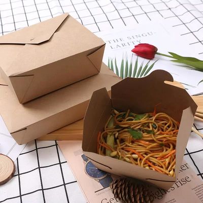 Bedruckte Bio-Einweg-Lebensmittelbehälter aus Papier zum Mitnehmen von Fast-Food-Verpackungen
