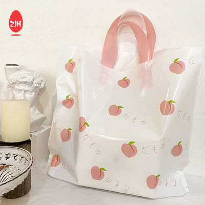 LDPE Ins Style Gift Packing Bags Clothing Store Peach Pattern Plastic Tote Bag