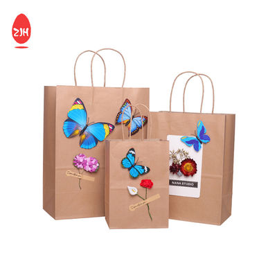 Design Logo Eco Friendly Gift Packing Bags Kraft Paper Shopping Bag With Handle