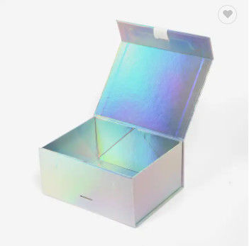 Shoe Holographic Paper Rigid Magnetic Folding Gift Boxes Custom Printed With Ribbon