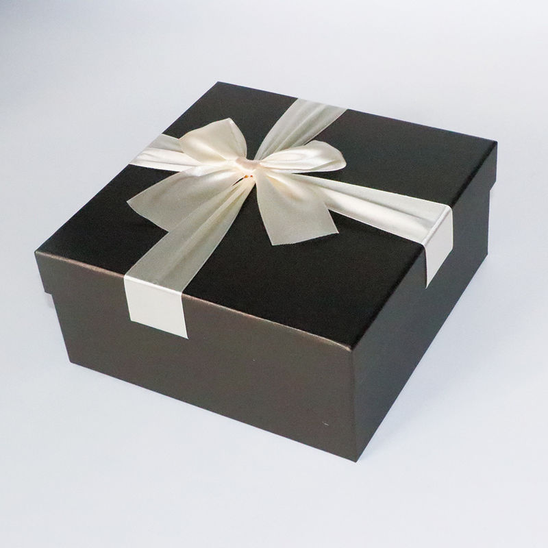 Hardcover black color retail gift boxes with ribbon