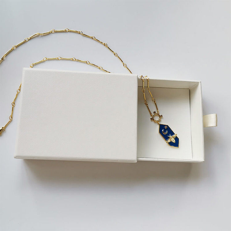 Elegant Paper Sliding Jewelry Drawer Box With Microfiber Jewelry Pouch