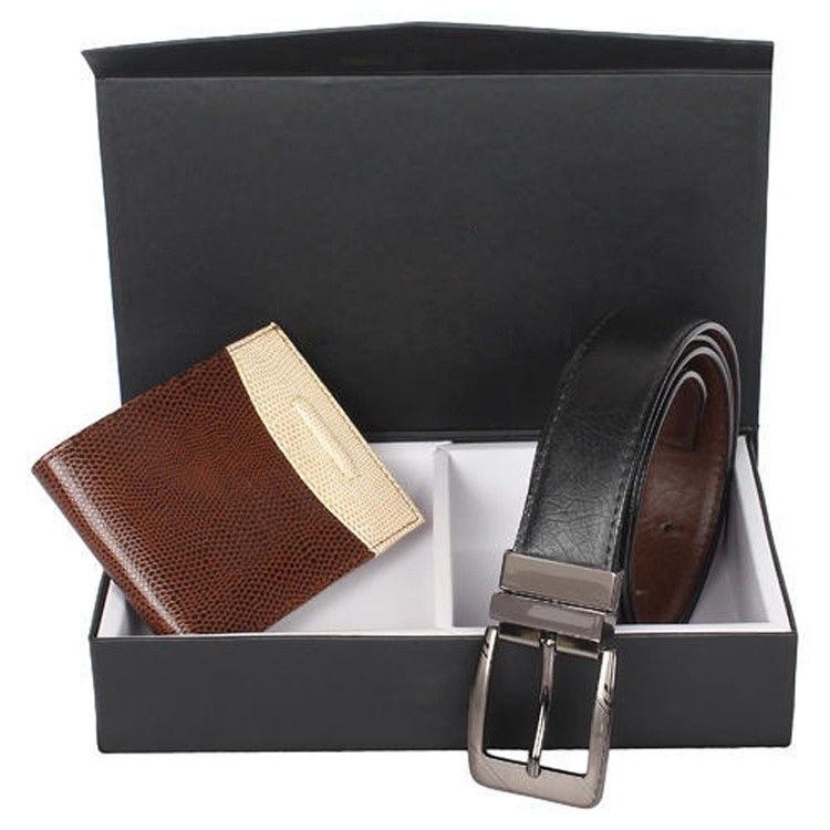 Black Wallet Belt Paper Sliding Drawer Packaging Magnetic Belt Packaging Box