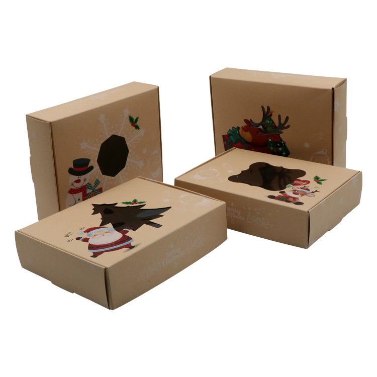 Customized Open Window Kraft Paper Christmas Cookies And Candy Packaging Boxes