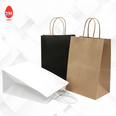Design Logo Eco Friendly Gift Packing Bags Kraft Paper Shopping Bag With Handle
