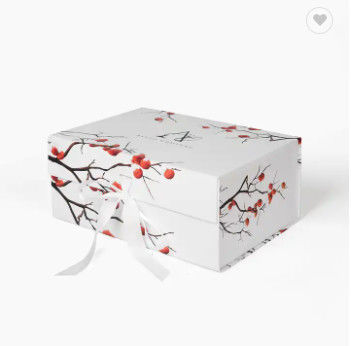 Custom Kids Clothes Packaging Paper Magnetic Fold Gift Box White Large With Ribbon